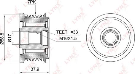 LYNXauto PA-1003 - Pulley, alternator, freewheel clutch autospares.lv