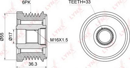 LYNXauto PA-1074 - Pulley, alternator, freewheel clutch autospares.lv