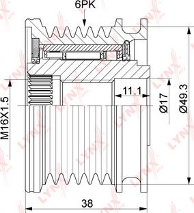 LYNXauto PA-1114 - Pulley, alternator, freewheel clutch autospares.lv