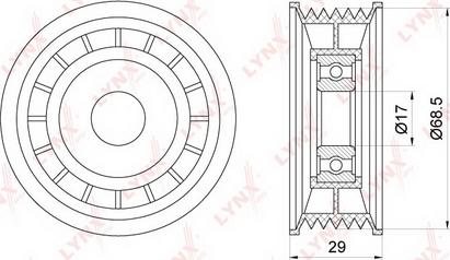 LYNXauto PB-5227 - Pulley, v-ribbed belt autospares.lv