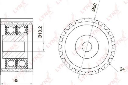 LYNXauto PB-3034 - Deflection / Guide Pulley, timing belt autospares.lv