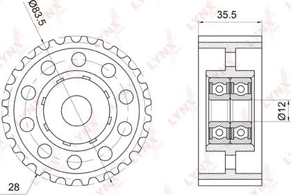 LYNXauto PB-3038 - Deflection / Guide Pulley, timing belt autospares.lv