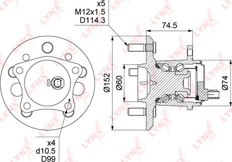 LYNXauto WH-1493 - Wheel hub, bearing Kit autospares.lv