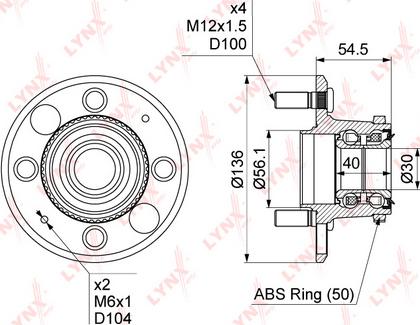 LYNXauto WH-1098 - Wheel hub, bearing Kit autospares.lv