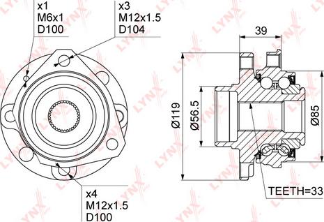 LYNXauto WH-1069 - Wheel hub, bearing Kit autospares.lv