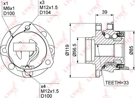 LYNXauto WH-1146 - Wheel hub, bearing Kit autospares.lv