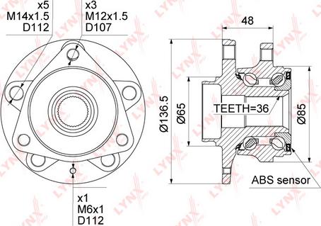 LYNXauto WH-1359 - Wheel hub, bearing Kit autospares.lv