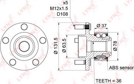 LYNXauto WH-1215 - Wheel hub, bearing Kit autospares.lv