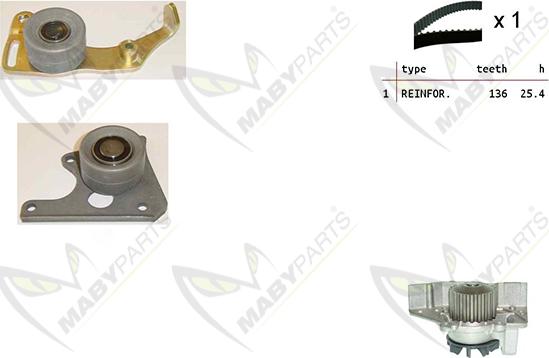 Mabyparts OBKWP0096 - Water Pump & Timing Belt Set autospares.lv