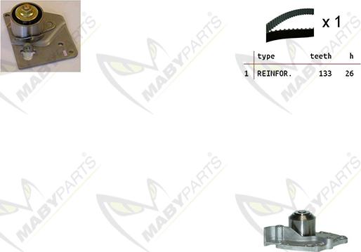 Mabyparts OBKWP0091 - Water Pump & Timing Belt Set autospares.lv