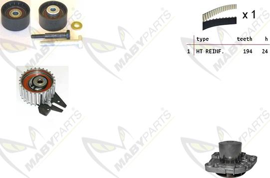 Mabyparts OBKWP0054 - Water Pump & Timing Belt Set autospares.lv