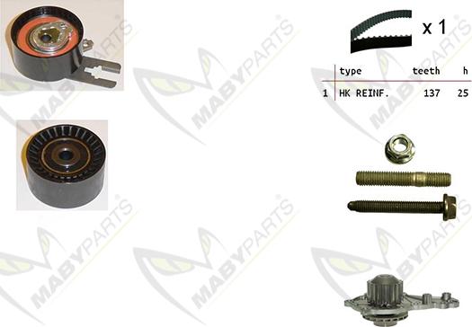 Mabyparts OBKWP0058 - Water Pump & Timing Belt Set autospares.lv