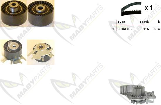 Mabyparts OBKWP0068 - Water Pump & Timing Belt Set autospares.lv