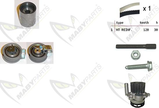 Mabyparts OBKWP0084 - Water Pump & Timing Belt Set autospares.lv