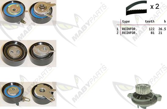 Mabyparts OBKWP0156 - Water Pump & Timing Belt Set autospares.lv