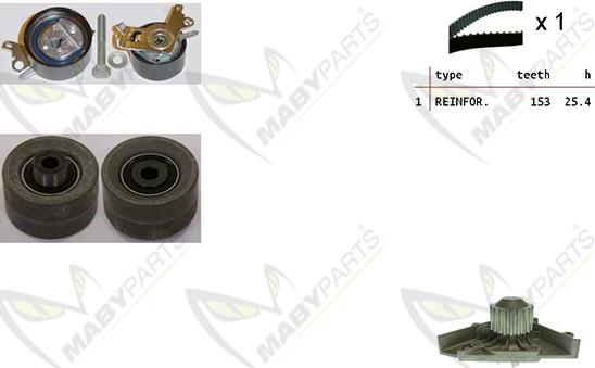 Mabyparts OBKWP0158 - Water Pump & Timing Belt Set autospares.lv