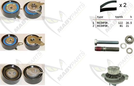 Mabyparts OBKWP0169 - Water Pump & Timing Belt Set autospares.lv