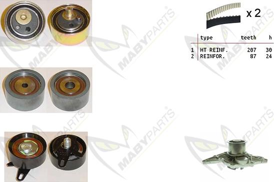 Mabyparts OBKWP0168 - Water Pump & Timing Belt Set autospares.lv