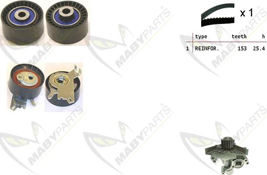 Mabyparts OBKWP0167 - Water Pump & Timing Belt Set autospares.lv