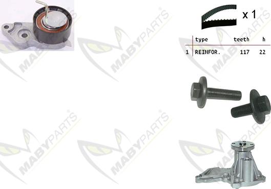 Mabyparts OBKWP0111 - Water Pump & Timing Belt Set autospares.lv