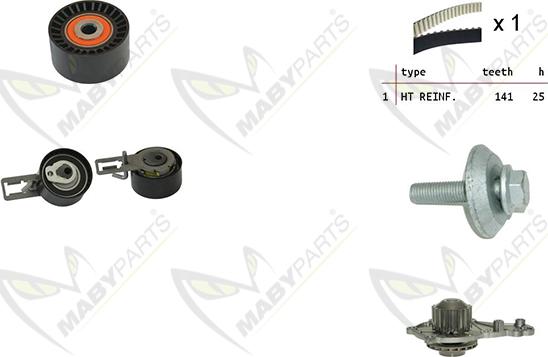 Mabyparts OBKWP0134 - Water Pump & Timing Belt Set autospares.lv