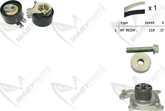 Mabyparts OBKWP0136 - Water Pump & Timing Belt Set autospares.lv