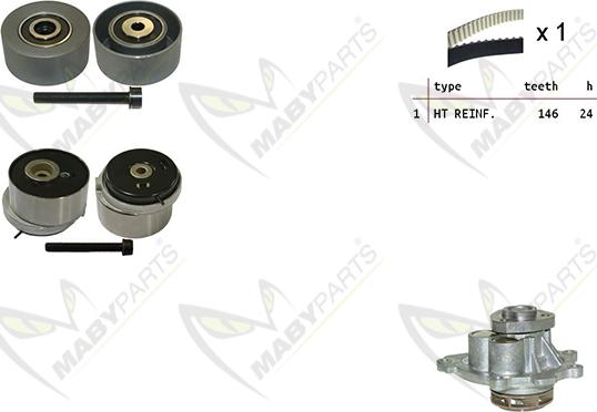 Mabyparts OBKWP0124 - Water Pump & Timing Belt Set autospares.lv