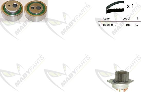 Mabyparts OBKWP0126 - Water Pump & Timing Belt Set autospares.lv
