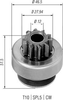 Magneti Marelli 940113020424 - Pinion, bendix, starter autospares.lv