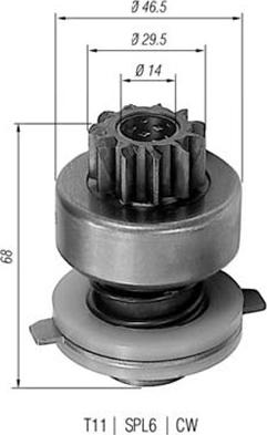 Magneti Marelli 940113020048 - Pinion, bendix, starter autospares.lv