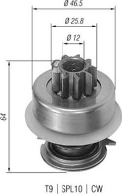 Magneti Marelli 940113020078 - Pinion, bendix, starter autospares.lv