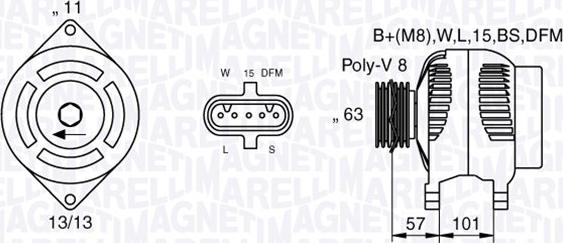 Magneti Marelli 063536550080 - Alternator autospares.lv