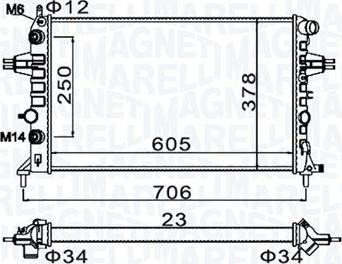 Magneti Marelli 350213158200 - Radiator, engine cooling autospares.lv