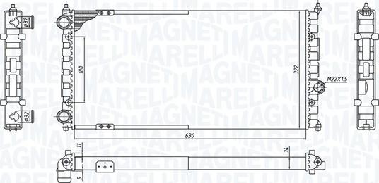 Magneti Marelli 350213187800 - Radiator, engine cooling autospares.lv