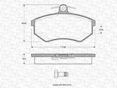 Magneti Marelli 363702160944 - Brake Pad Set, disc brake autospares.lv