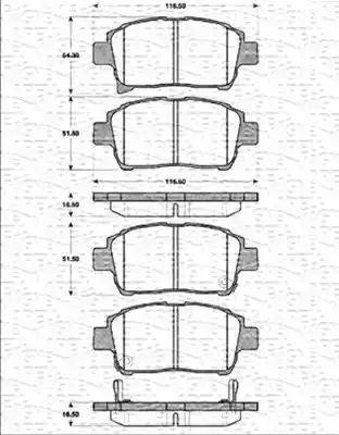 Magneti Marelli 363702161244 - Brake Pad Set, disc brake autospares.lv