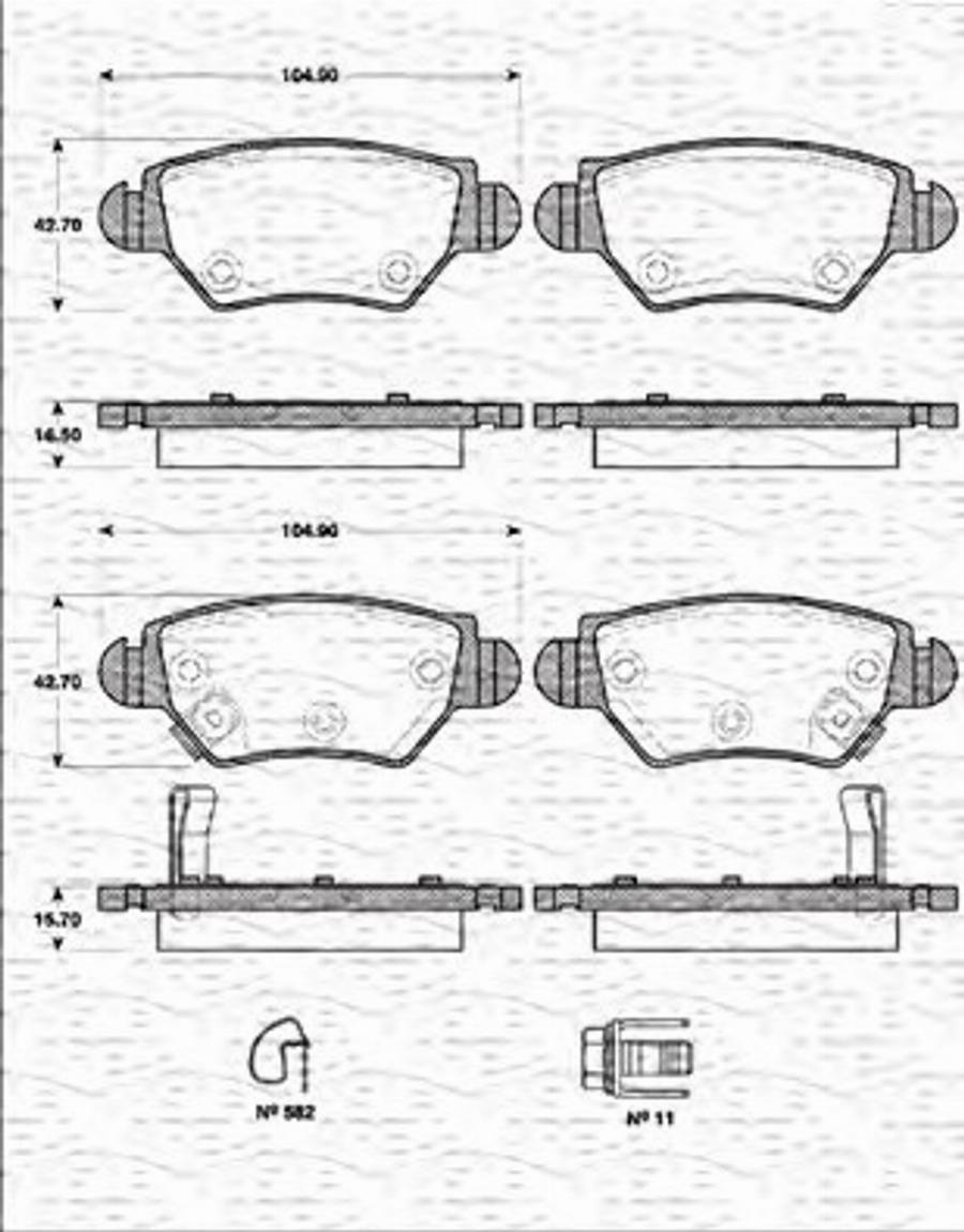 Magneti Marelli 363702161261 - Brake Pad Set, disc brake autospares.lv