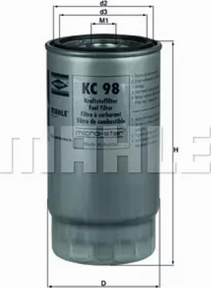 MAHLE KC 98 - Fuel filter autospares.lv