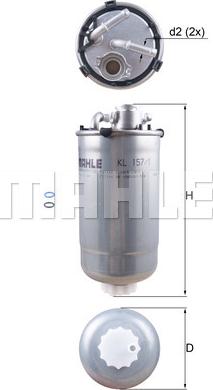 MAHLE KL 157/1D - Fuel filter autospares.lv