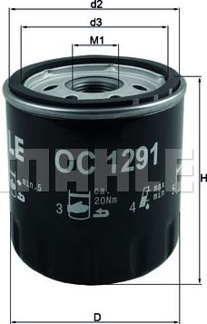 MAHLE OC 1291 - Oil Filter autospares.lv