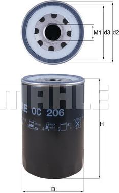 MAHLE OC 206 - Oil Filter autospares.lv