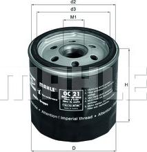 MAHLE OC 21 - Oil Filter autospares.lv