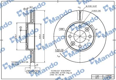 Mando MBC035454 - Brake Disc autospares.lv