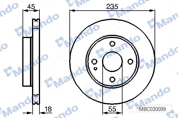 Mando MBC030099 - Brake Disc autospares.lv