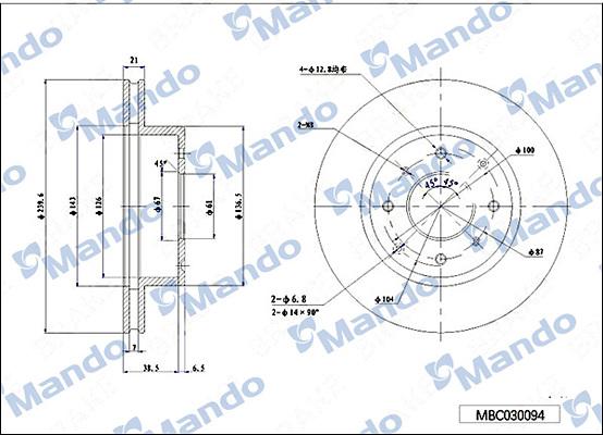 Mando MBC030094 - Brake Disc autospares.lv