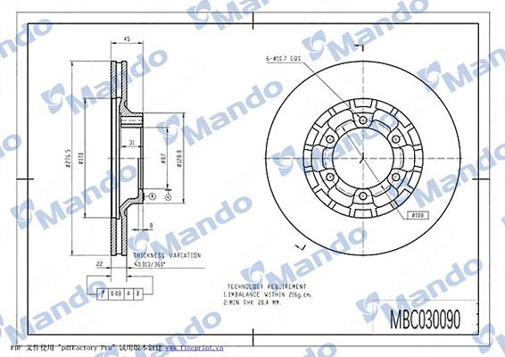 Mando MBC030090 - Brake Disc autospares.lv