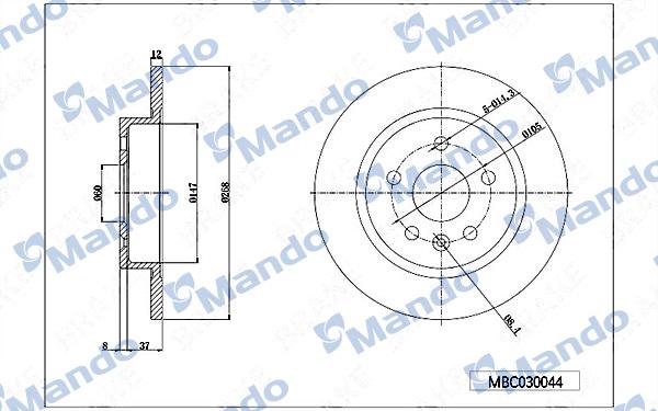 Mando MBC030044 - Brake Disc autospares.lv