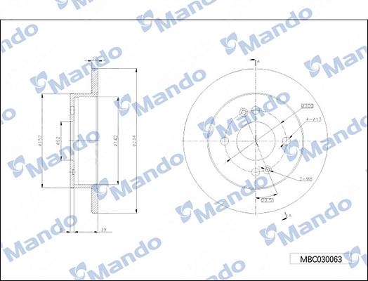 Mando MBC030063 - Brake Disc autospares.lv