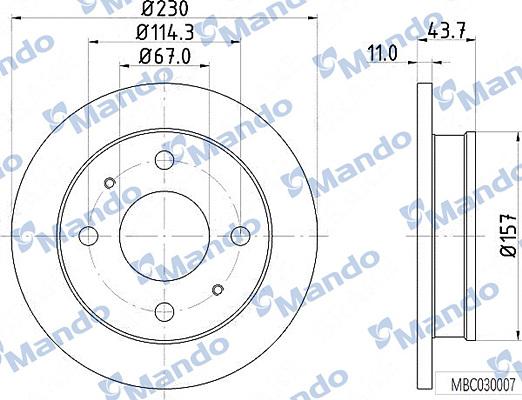 Mando MBC030007 - Brake Disc autospares.lv