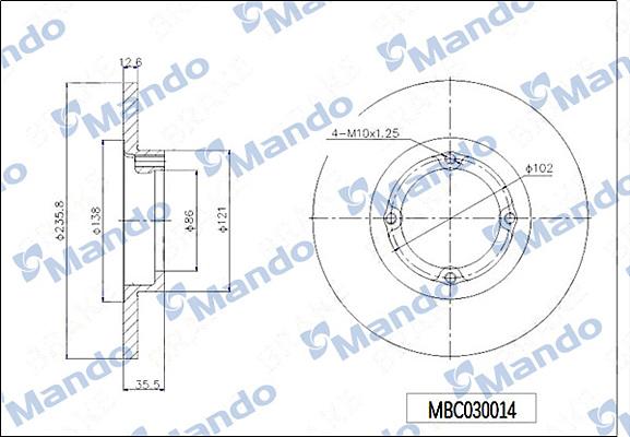 Mando MBC030014 - Brake Disc autospares.lv